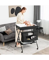 Gouun Portable Adjustable Height Newborn Nursery Organizer with Wheel