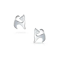 Bling Jewelry Siamese Cat Stud Earrings in Sterling Silver - Whimsical and Cute Pet Jewelry