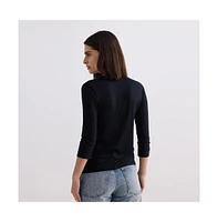 Twist Front Knit Shirt Black