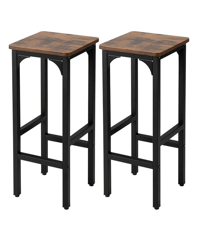 Gymax Set of 2 Industrial Bar Stools 28'' Kitchen Breakfast Bar Chairs