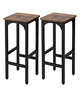 Gymax Set of 2 Industrial Bar Stools 28'' Kitchen Breakfast Bar Chairs