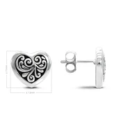 Devata Sweet Heart Filigree Stud Earrings
