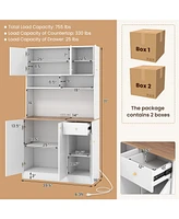 Pantry Cabinet with Built-in Outlets for Convenient Dining Room Storage