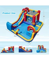 7 in 1 Outdoor Inflatable Bounce House with Water Slides and Splash Pools without Blower