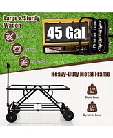 Collapsible Folding Wagon Cart with Adjustable Handle Heavy-Duty Utility for Outdoor and Garden