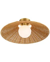 Possini Euro Gavin 22 3/4"W Brass and Rattan Ceiling Light - Possini Euro Design