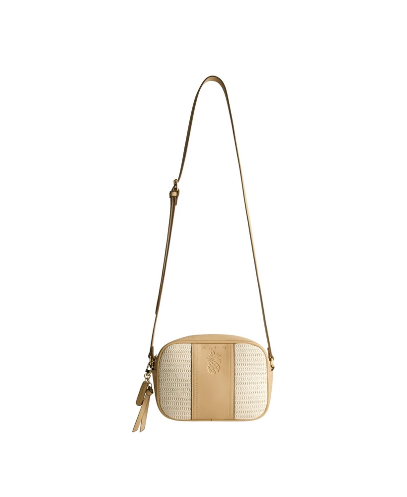 Tommy Bahama Camera Bag with Debossed Logo and Straw Accents