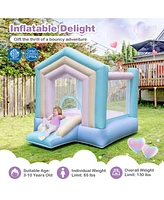 Inflatable Kids Bounce House with Slide & Basketball Hoop Fun Bouncy Castle for Parties & Playtime