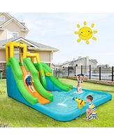 Inflatable Water Park Bounce House with Climbing Wall Fun Outdoor Playset