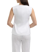 Ellen Tracy Women s Linen Vest with Welt Pockets