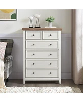 Modern 6-Drawer Dresser, Living Room Storage Cabinet, Farmhouse Organizer