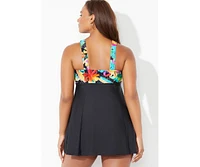 Swimsuits for All Plus Tie Front V-Neck Swimdress
