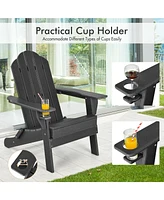 Gymax Patio Folding Adirondack Chair Weather Resistant Cup Holder Yard