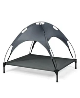 Portable Elevated Outdoor Pet Bed with Removable Canopy Shade