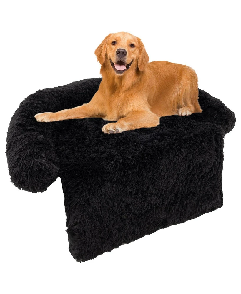 47"x 45"x 33" Plush Calming Dog Couch Bed with Anti-Slip Bottom