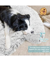 44"x 40"x 32" Plush Calming Dog Couch Bed with Anti-Slip Bottom