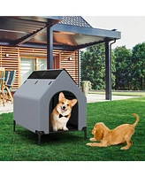 Small Outdoor Elevated Pet House with Ventilated Windows