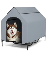 Large Outdoor Elevated Pet House with Ventilated Windows