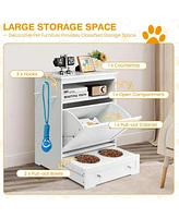 Pet Feeder Station with Stainless Steel Bowl