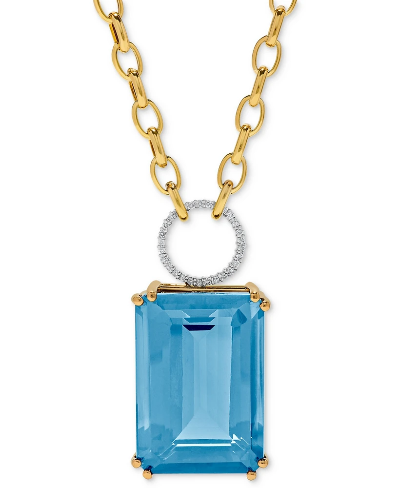 Blue Topaz (70 ct. t.w.) & Diamond (1/4 ct. t.w.) 17" Pendant Necklace in 14k Gold & 14k White Gold