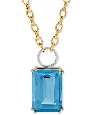 Blue Topaz (70 ct. t.w.) & Diamond (1/4 ct. t.w.) 17" Pendant Necklace in 14k Gold & 14k White Gold
