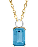 Blue Topaz (70 ct. t.w.) & Diamond (1/4 ct. t.w.) 17" Pendant Necklace in 14k Gold & 14k White Gold