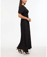 Ellen Tracy Women's V-Neck Dress with Smocking Detail