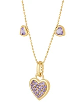 Amethyst (3/4 ct. t.w.) & Diamond Accent Triple Heart 18" Pendant Necklace 14k Gold-Plated Sterling Silver