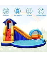 Inflatable Bouncy House with Slide and Splash Pool without Blower