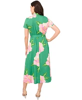 CeCe Women's Floral Print Button-Front Midi Shirtdress