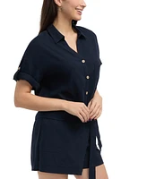 Ellen Tracy Women s Camp Shirt with Button Front