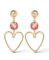 Jessica Simpson Gold-Tone Heart Drop Earrings with Pink Crystal Accent