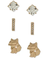 Karl Lagerfeld Paris 3-Pc. Set Crystal & Choupette Stud Earrings