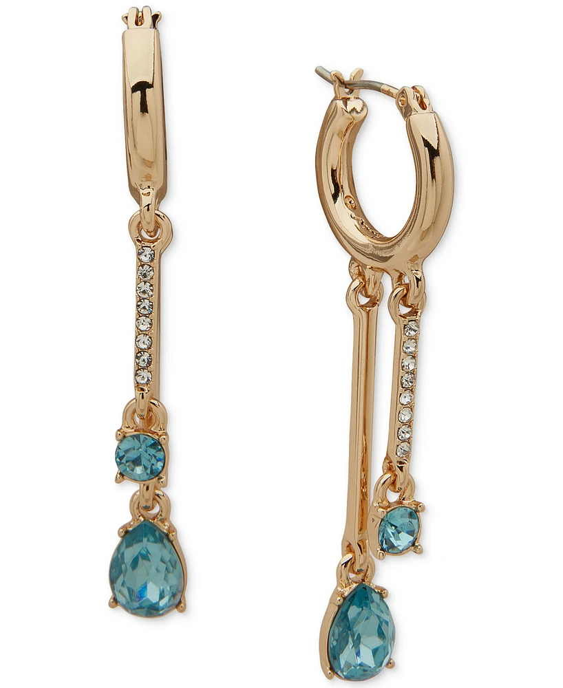 Karl Lagerfeld Paris Gold-Tone Mixed Crystal Shaky Charm Hoop Earrings