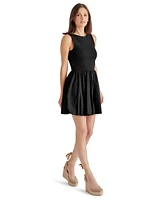 Steve Madden Women's Palermo Mixed-Media Bubble-Hem Fit & Flare Dress