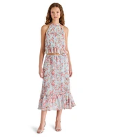 Steve Madden Women's Raina Printed Pleated Midi Skirt