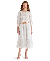 Steve Madden Women's Meera Cotton Crewneck Eyelet Top
