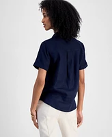 Tommy Hilfiger Women's Linen-Blend Short-Sleeve Shirt
