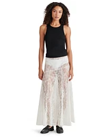 Steve Madden Women's Veera Sheer Lace Maxi Skirt