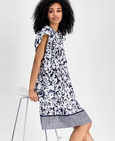 Tommy Hilfiger Women's Floral-Print Linen-Blend Shirt Dress