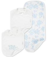 Little Me Baby Girls Roses Cotton Burp Cloth & Bibs, 3 Piece Set