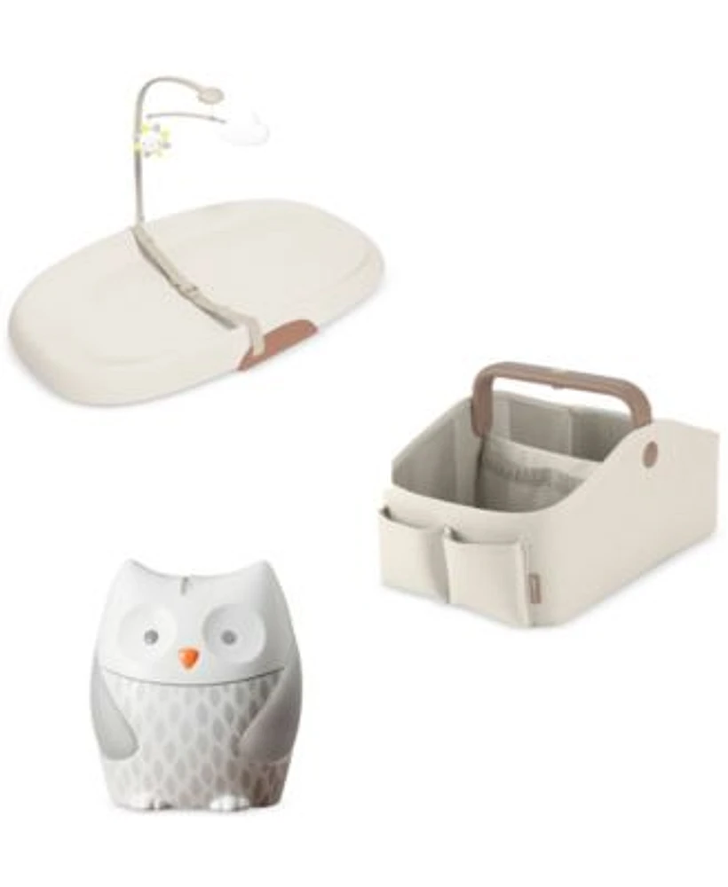 Skip Hop Moonlight Melodies Owl Nightlight Soother Nursery Style Light Up Diaper Caddy Nursery Style Wipe Clean Changing Pad