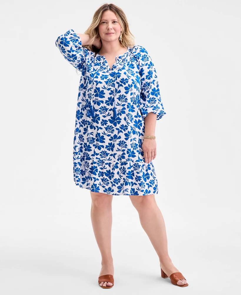 Style & Co Plus Floral Spark Shift Dress, Exclusively at Macy's