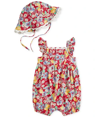 Polo Ralph Lauren Baby Girls Bubble Shortall & Hat Set