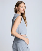 Kenneth Cole Women's Pinstripe Four-Button Boxy Vest
