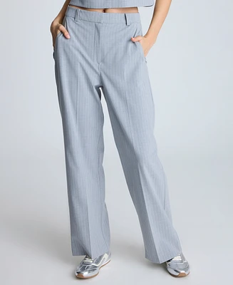 Kenneth Cole Women's Pinstripe High-Rise Wide-Leg Pants