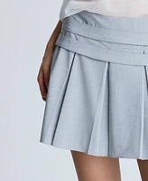 Kenneth Cole Women's Double-Belted Box-Pleat Mini Skort