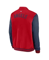 Nike Men's Red/Navy Los Angeles Angels Authentic Collection Dugout Full-Zip Bomber Jacket