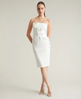 ivy + blu Women's Embellished 3D Floral Applique Strapless Dress