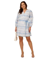 Adrianna Papell Plus Cotton Eyelet Belted Dress